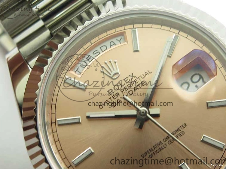 MiroTime 0307 Neat Day-Date 40mm 228239 BP New Dial Version 904 SS RG Stick Markers Dial on SS President Bracelet A 2819